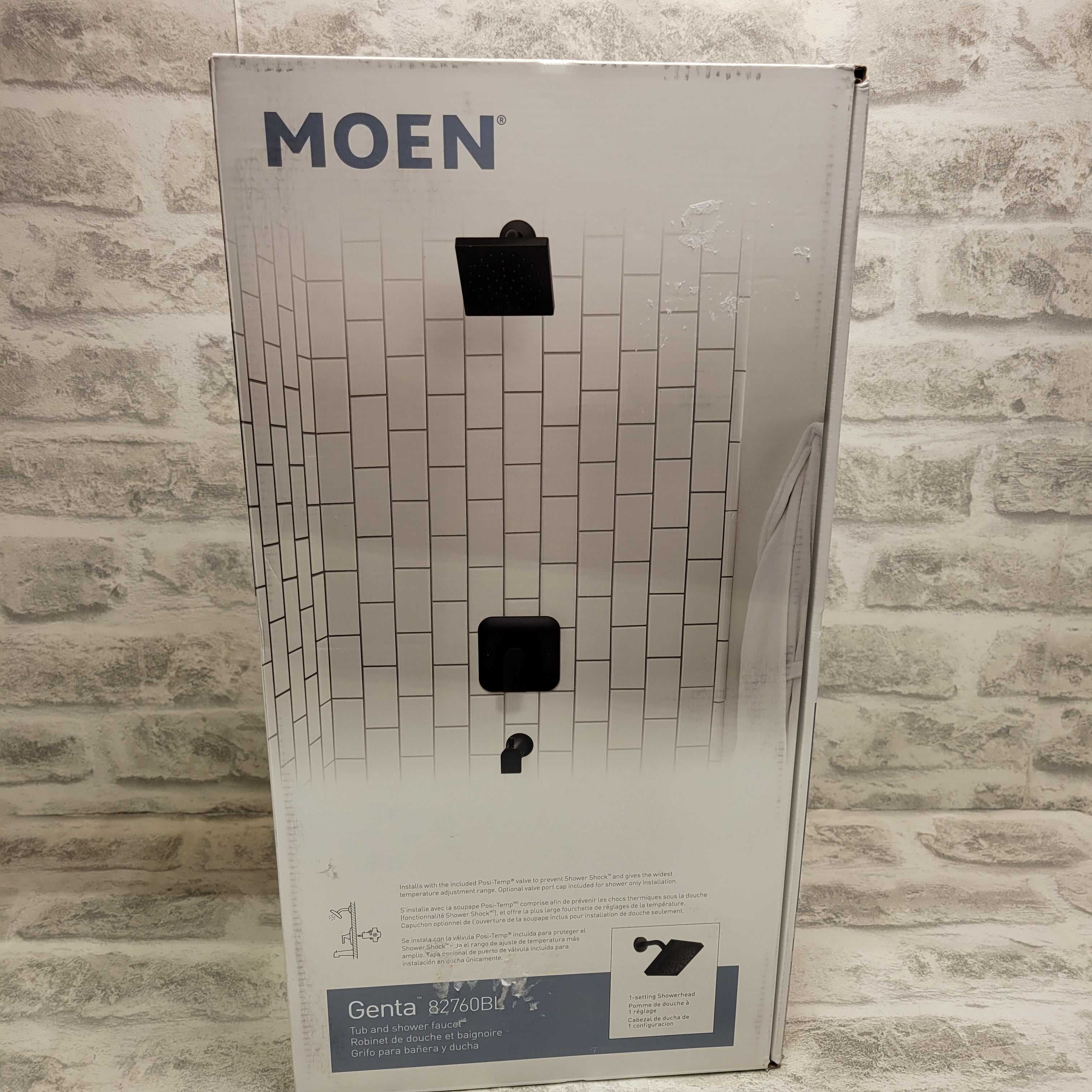 MOEN Genta Single-Handle 1-Spray Tub /Shower Faucet Matte Black (Valve Included) (7625850487022)